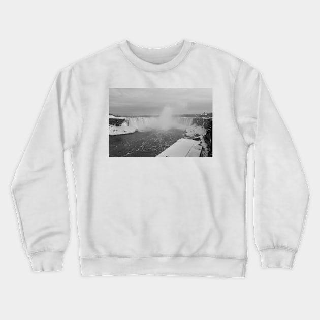 Niagara Falls in Black and White Crewneck Sweatshirt by josefpittner